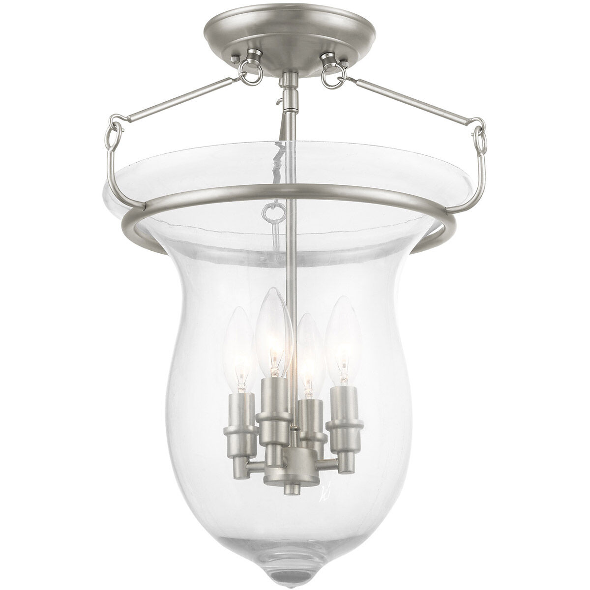 Canterbury 4 Light 14 inch Brushed Nickel Semi-Flush Mount Ceiling Light