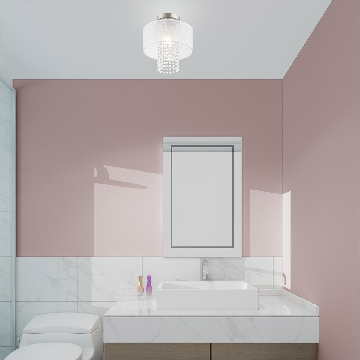 Bella Vista 1 Light 11 inch Brushed Nickel Semi-Flush Mount Ceiling Light