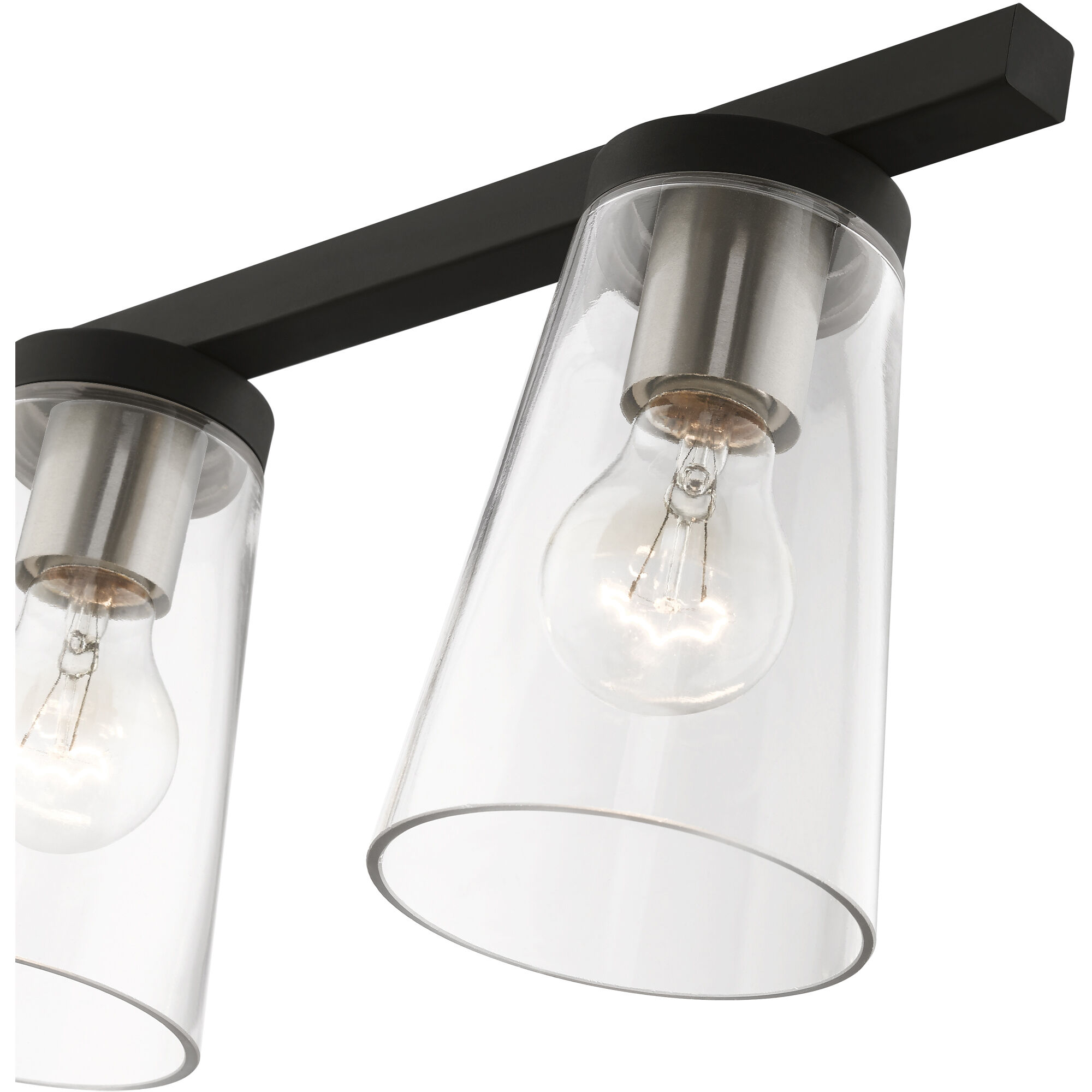 Cityview 5 Light 40 inch Black with Brushed Nickel Accents Linear Chandelier Ceiling Light