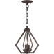 Prism 2 Light 11 inch Bronze Convertible Mini Chandelier/Ceiling Mount Ceiling Light
