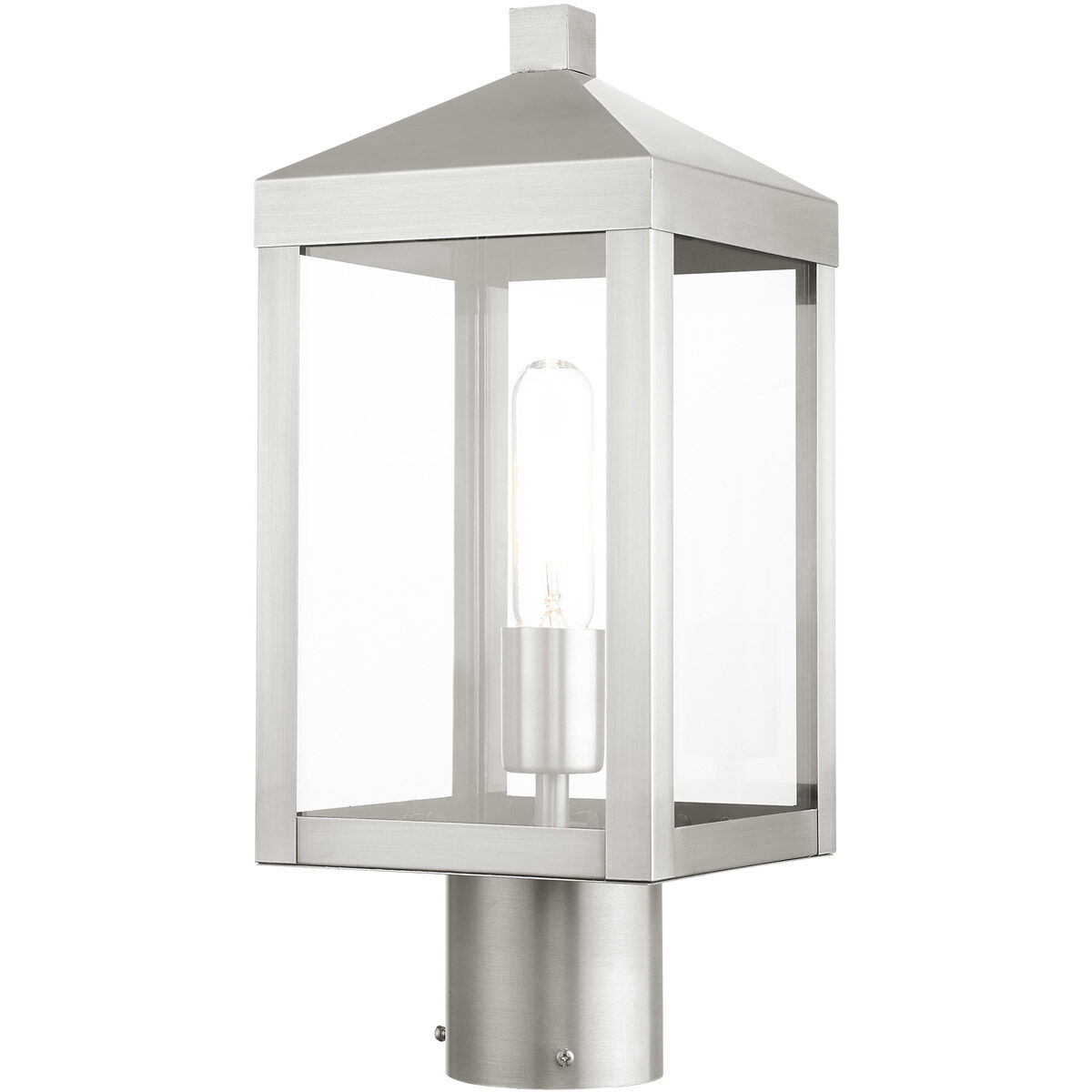 Nyack 1 Light 15 inch Brushed Nickel Outdoor Post Top Lantern