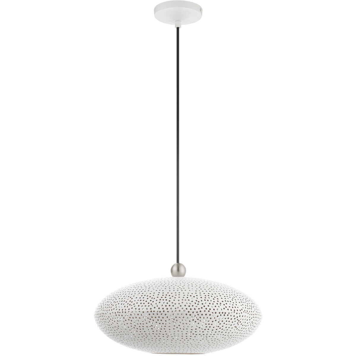 Dublin 1 Light 16 inch White with Brushed Nickel Accents Pendant Ceiling Light