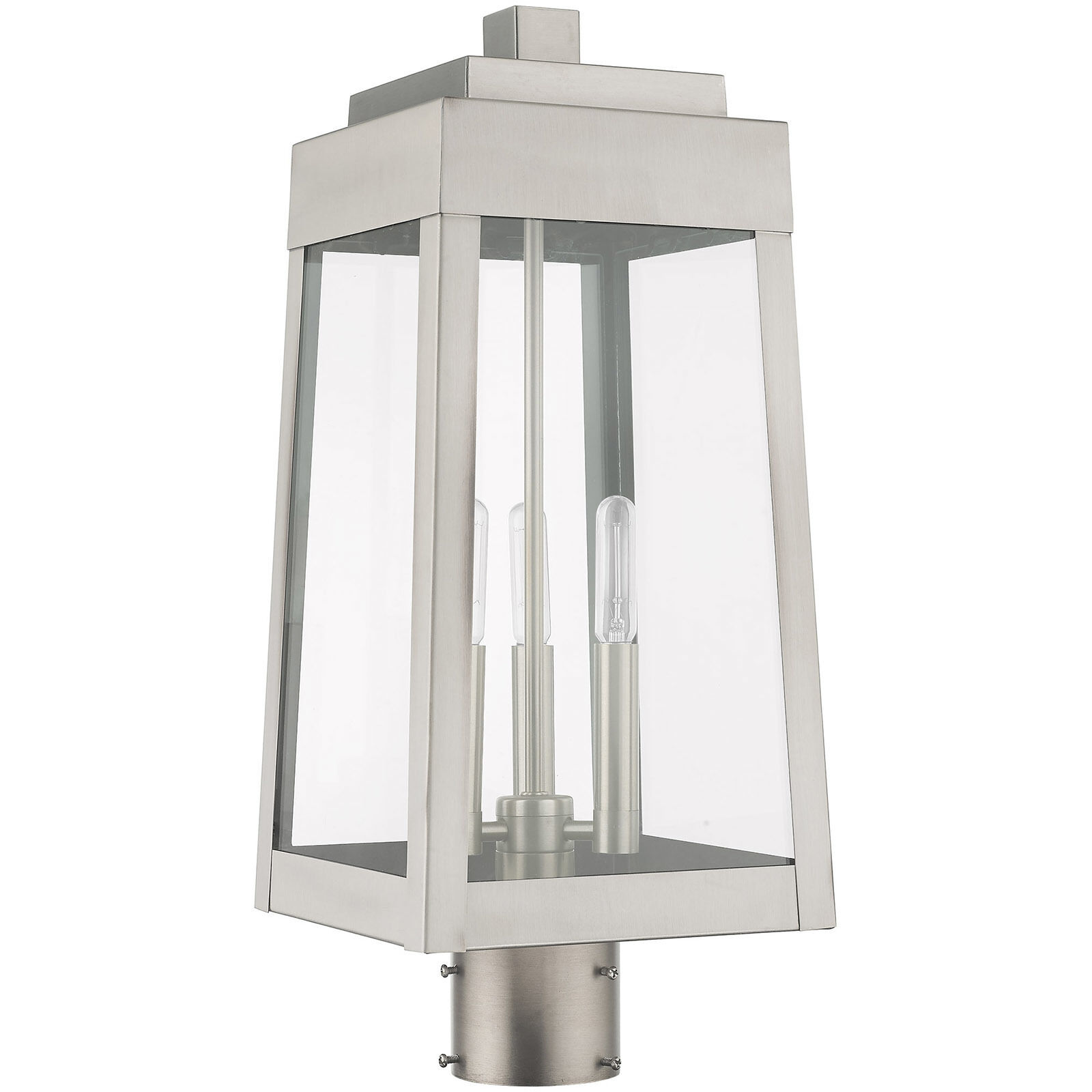 Oslo 3 Light 20 inch Brushed Nickel Outdoor Post Top Lantern