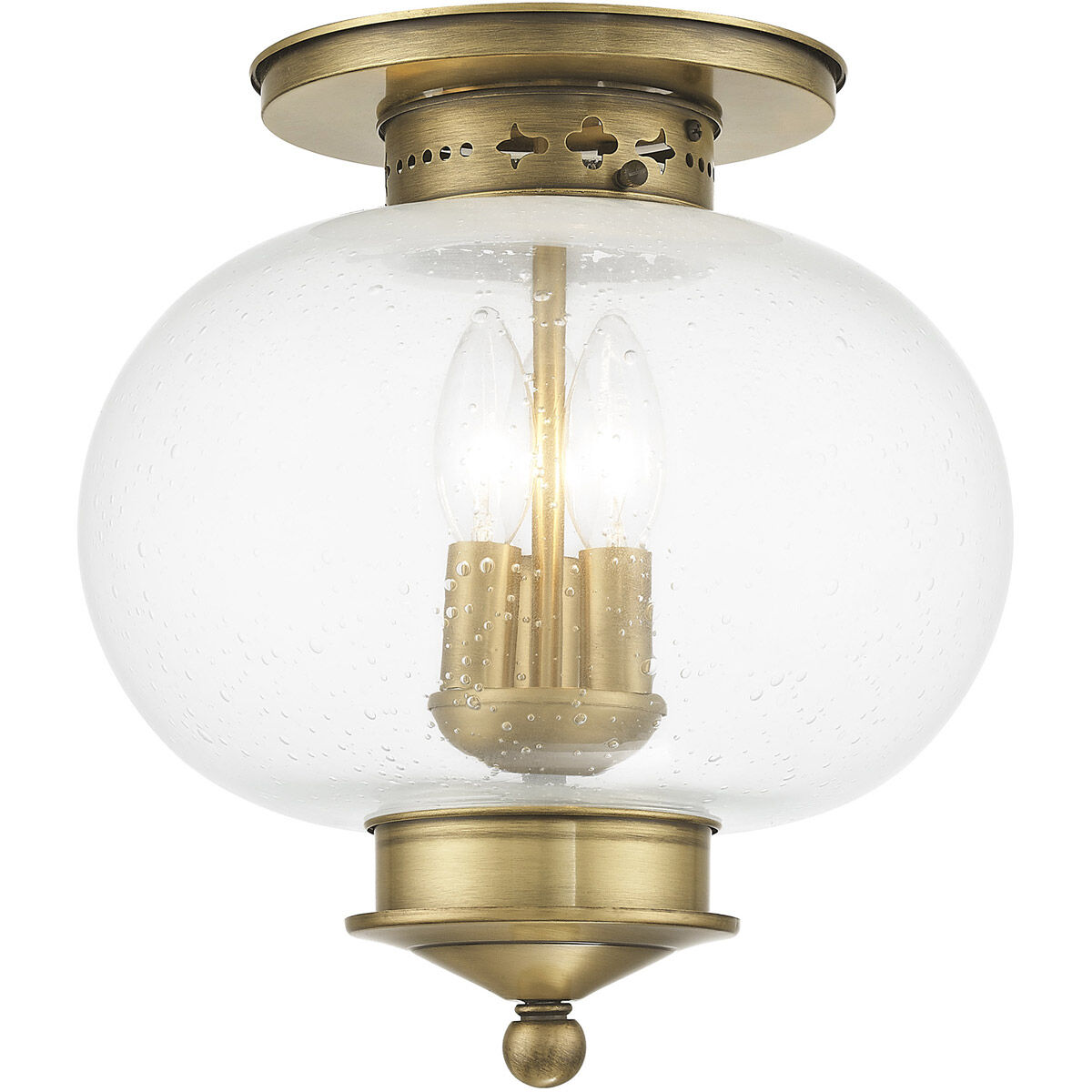 Harbor 3 Light 11 inch Antique Brass Semi-Flush Mount Ceiling Light