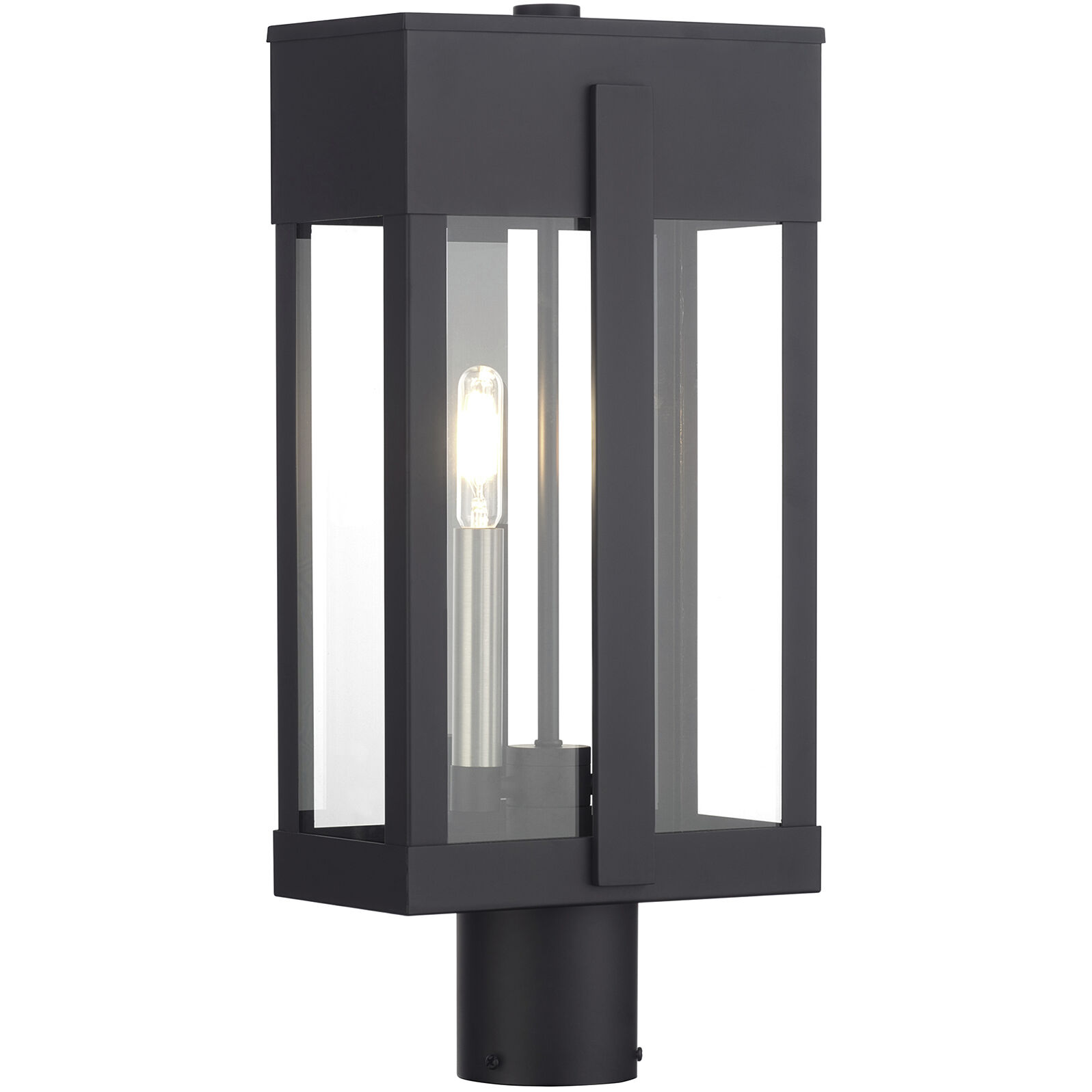 Berksford 2 Light 18.5 inch Black with Brushed Nickel Candles Outdoor Post Top Lantern