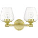 Willow 2 Light 15 inch Satin Brass Vanity Sconce Wall Light