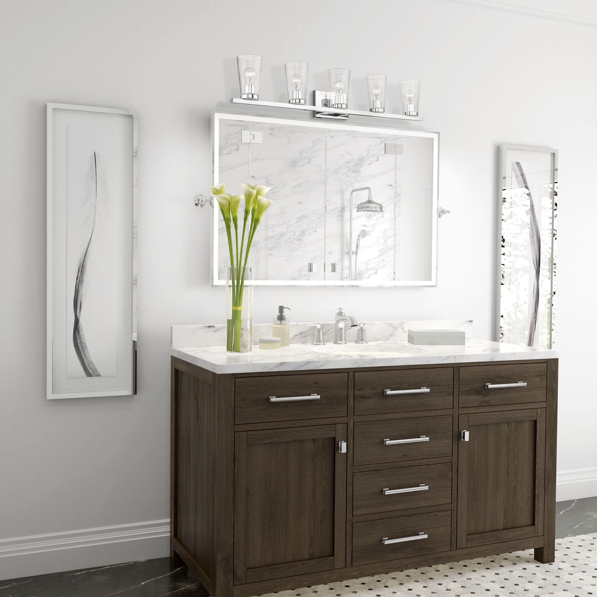 Cityview 5 Light 40 inch Polished Chrome Vanity Sconce Wall Light, Extra Large