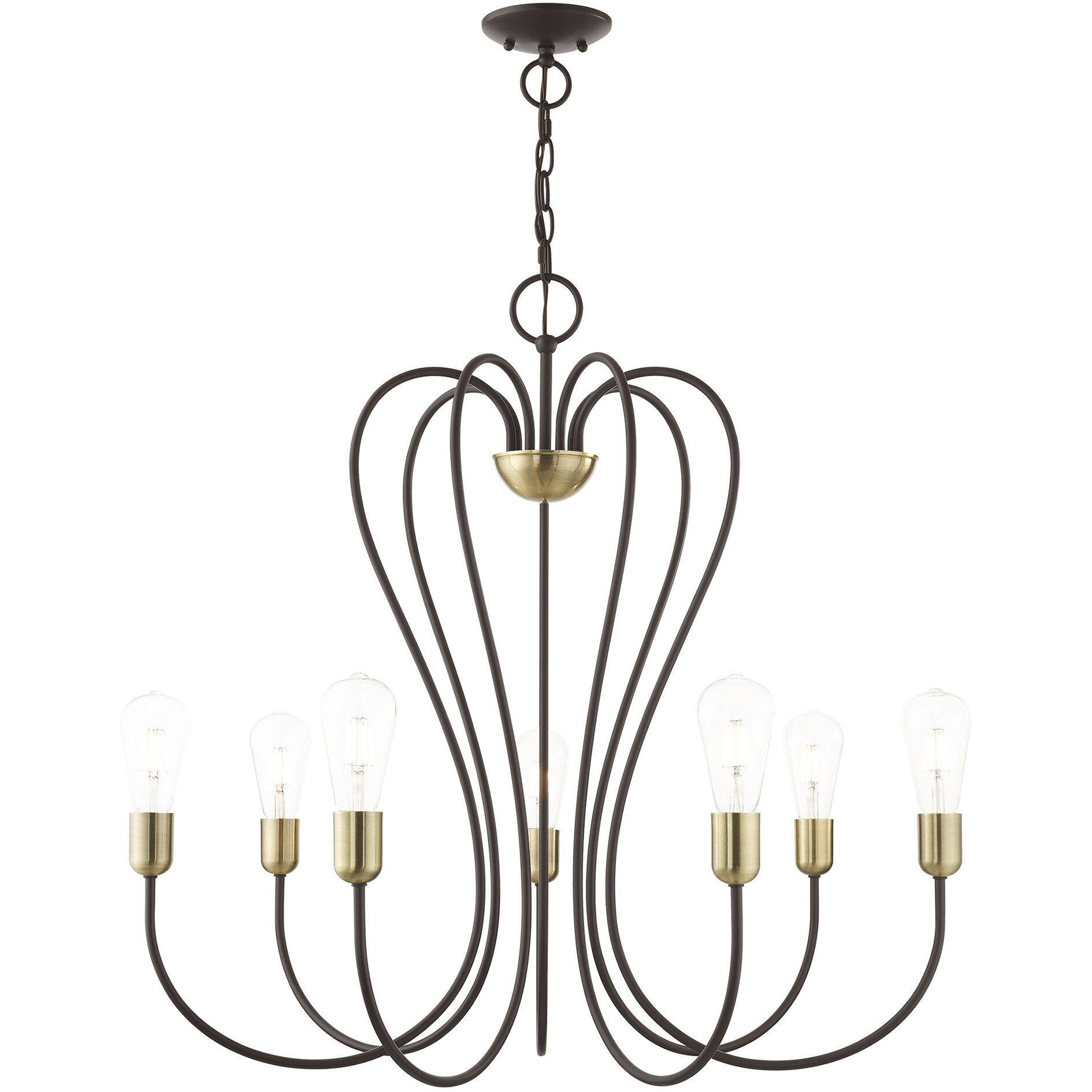Lucerne 7 Light 30 inch Bronze with Antique Brass Accents Chandelier Ceiling Light