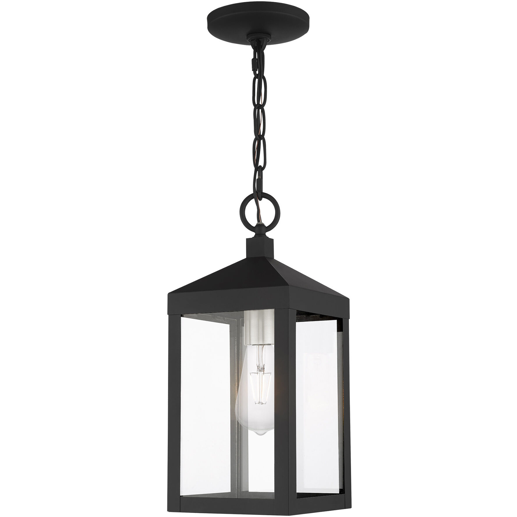 Nyack 1 Light 6 inch Black with Brushed Nickel Cluster Outdoor Pendant Lantern