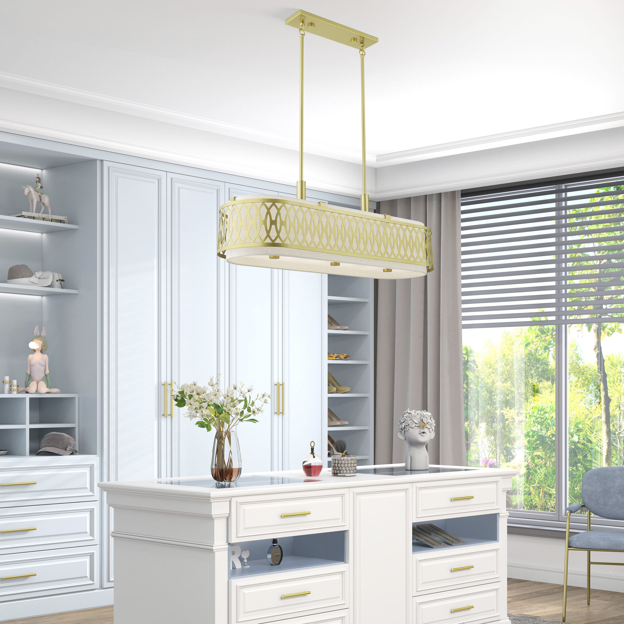 Vistaview 6 Light 42 inch Soft Gold Linear Chandelier Ceiling Light