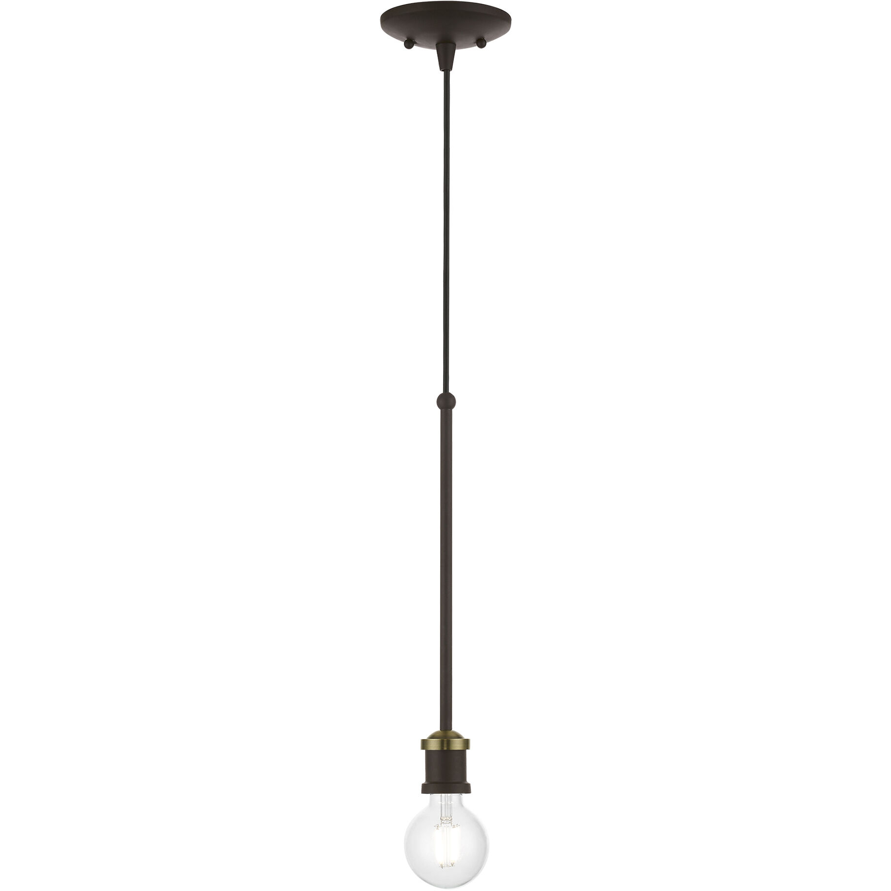Lansdale 1 Light 5 inch Bronze with Antique Brass Accents Single Pendant Ceiling Light, Single