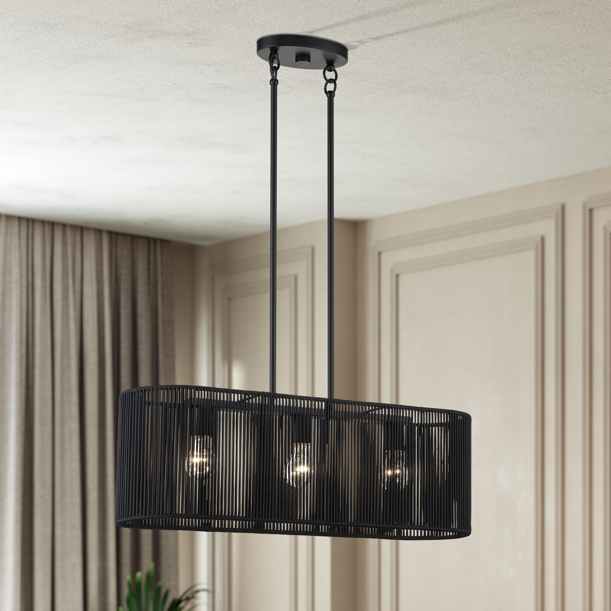 Acordia 3 Light 30 inch Black Linear Chandelier Ceiling Light, Medium