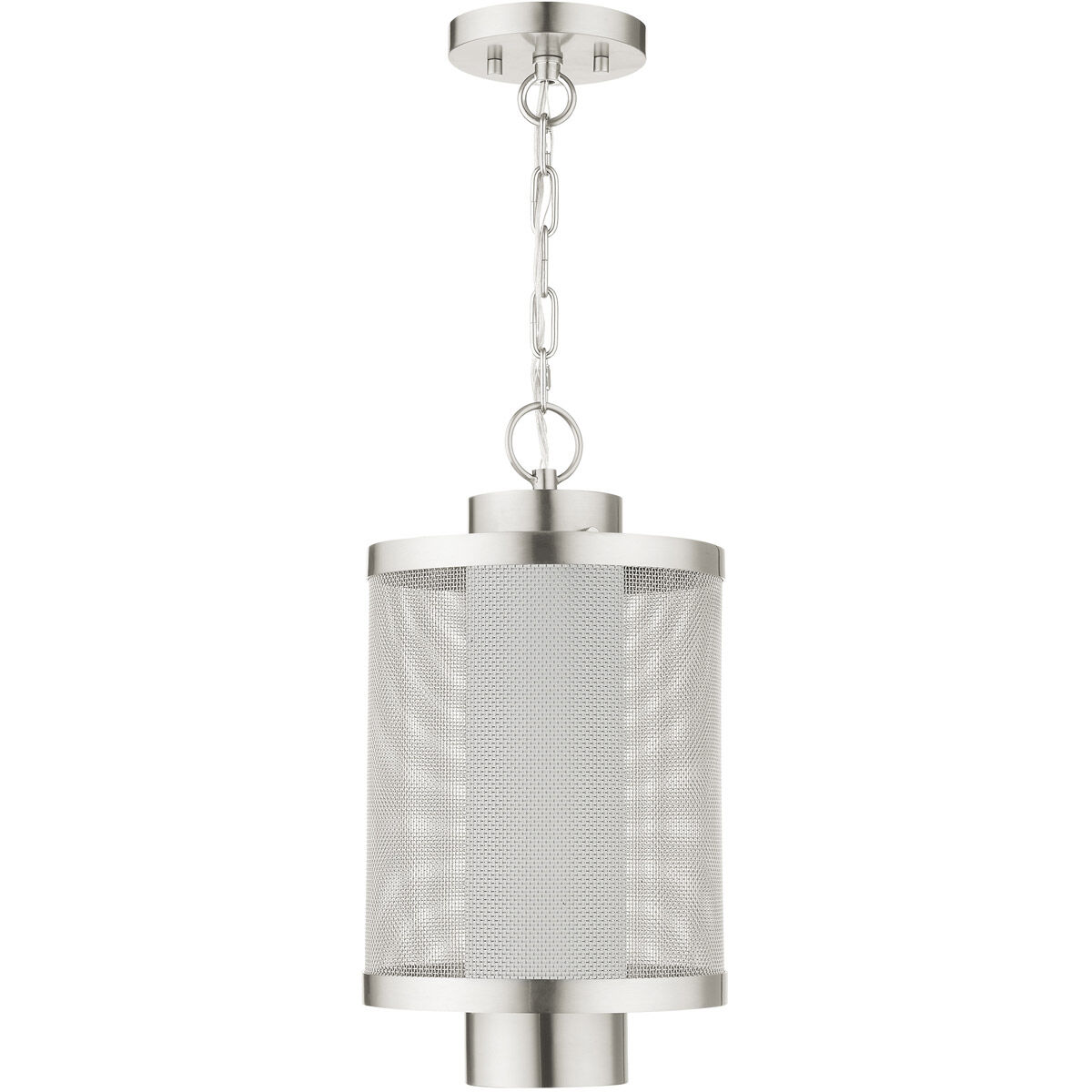 Nottingham 1 Light 9 inch Brushed Nickel Outdoor Pendant Lantern