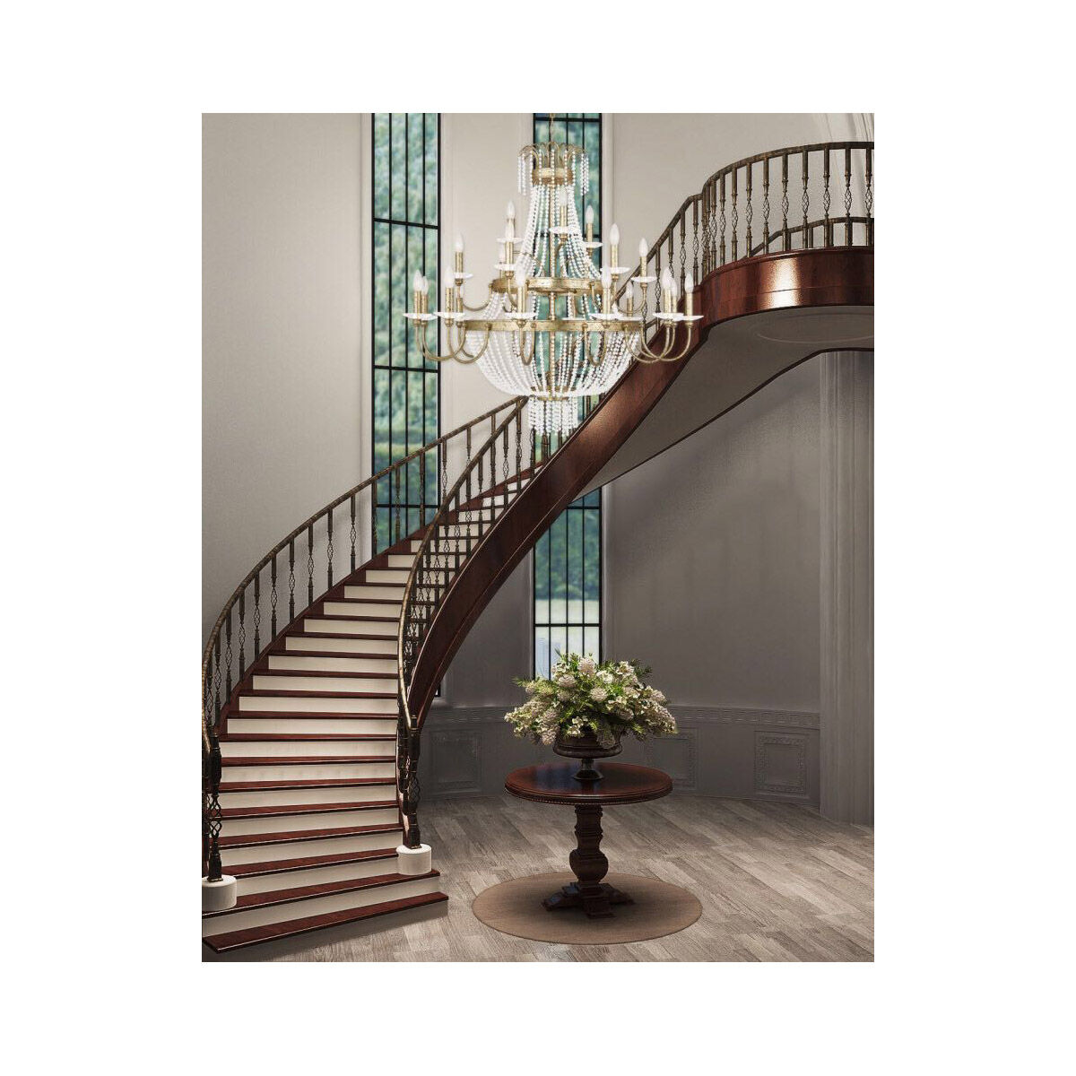 Valentina 21 Light 42 inch Hand Applied Winter Gold Foyer Chandelier Ceiling Light