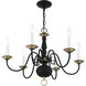 Williamsburg 6 Light 24 inch Black with Antique Brass Accents Chandelier Ceiling Light