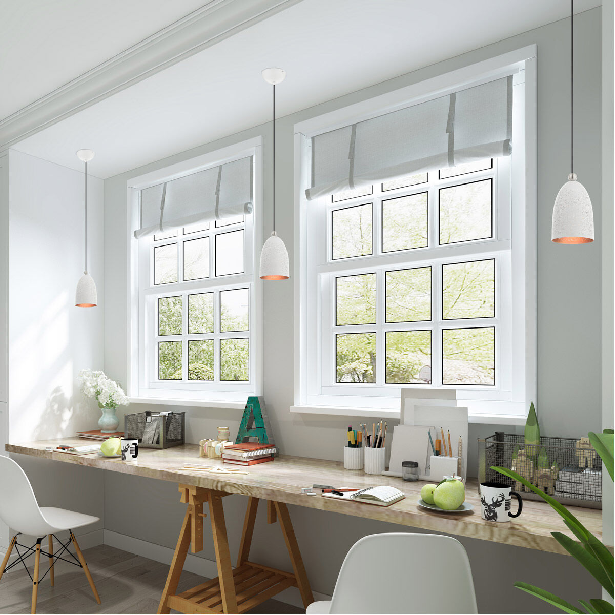 Arlington 1 Light 6 inch White with Brushed Nickel Accents Pendant Ceiling Light