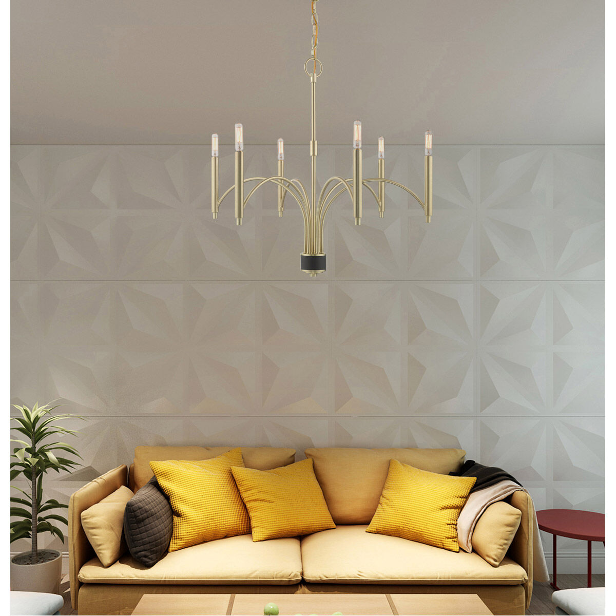 Wisteria 6 Light 26 inch Satin Brass Chandelier Ceiling Light