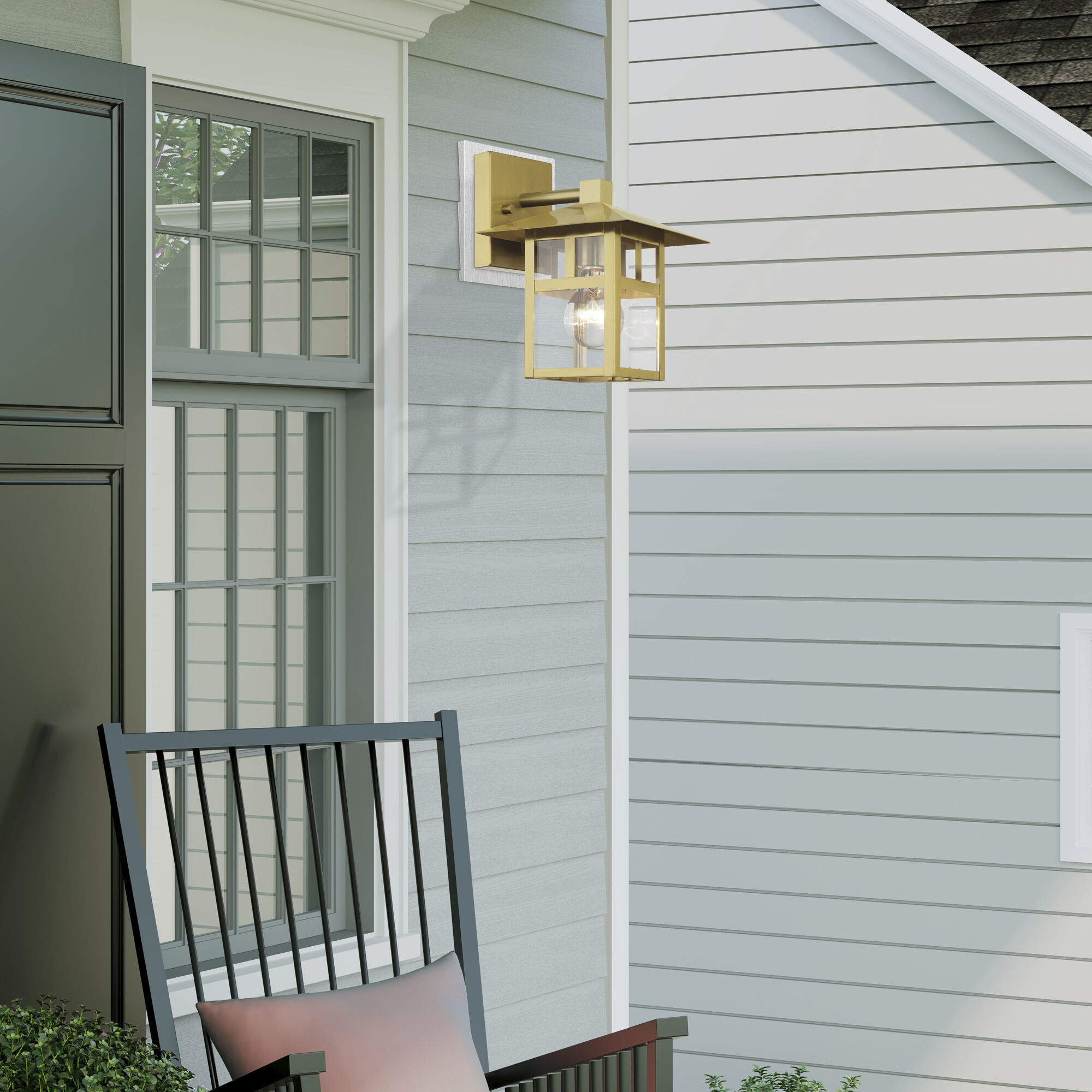 Crestlake 1 Light 9.5 inch Satin Gold Outdoor Wall Lantern