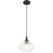 Art Glass 1 Light 8 inch English Bronze Mini Pendant Ceiling Light in Shiny Dark Gray