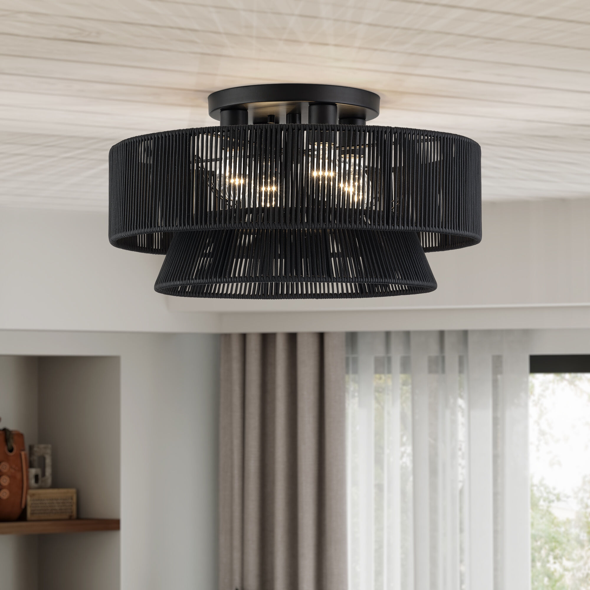 Florell 4 Light 21 inch Black Semi Flush Mount Ceiling Light, Extra Large