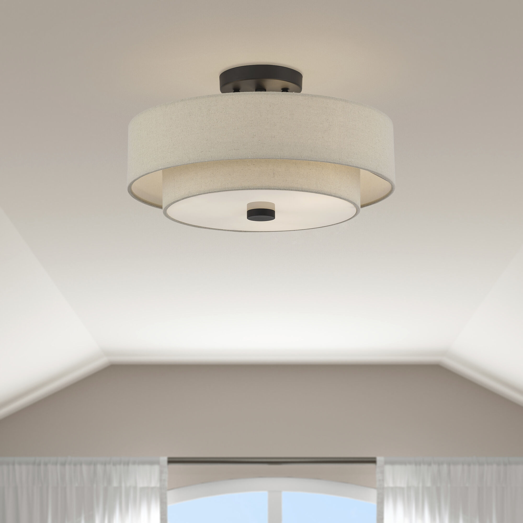 Bellingham 3 Light 15 inch Bronze Semi Flush Mount Ceiling Light, Large