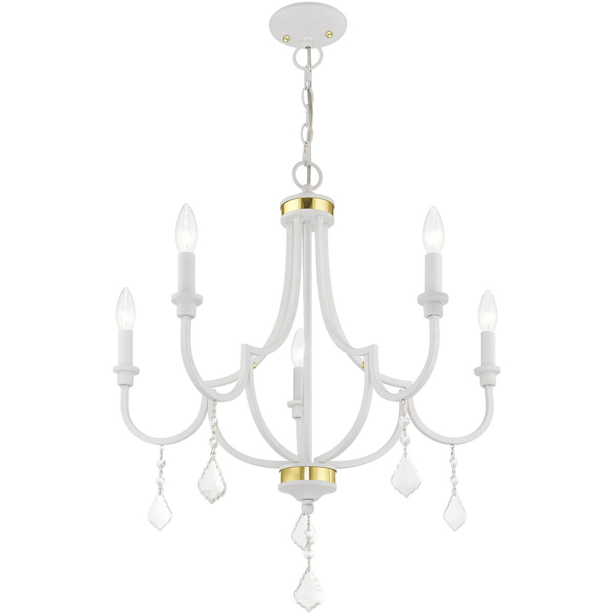 Glendale 5 Light 24.5 inch White Chandelier Ceiling Light