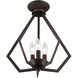 Prism 3 Light 14 inch Bronze Convertible Mini Chandelier/Ceiling Mount Ceiling Light
