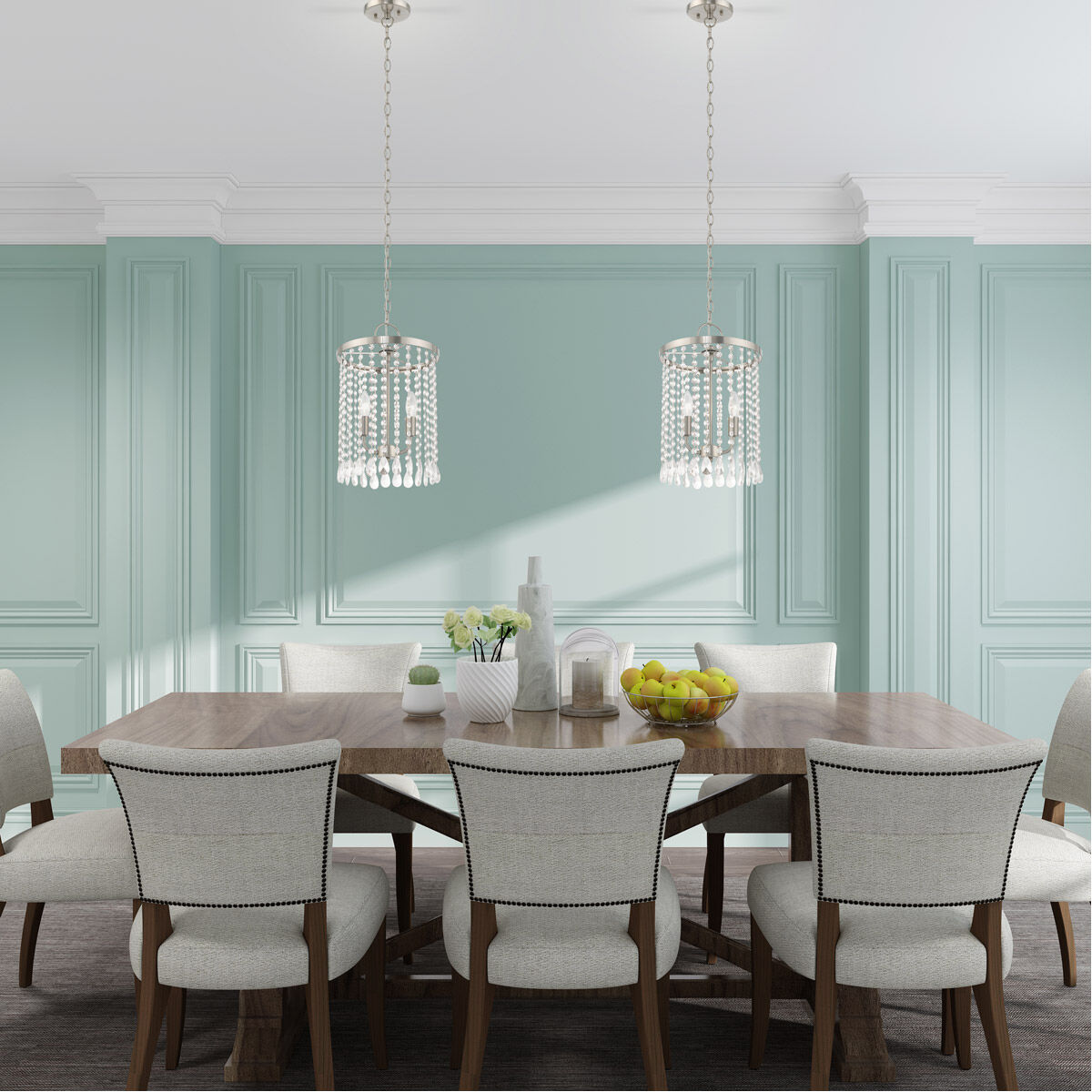 Elizabeth 2 Light 11 inch Brushed Nickel Mini Pendant Ceiling Light