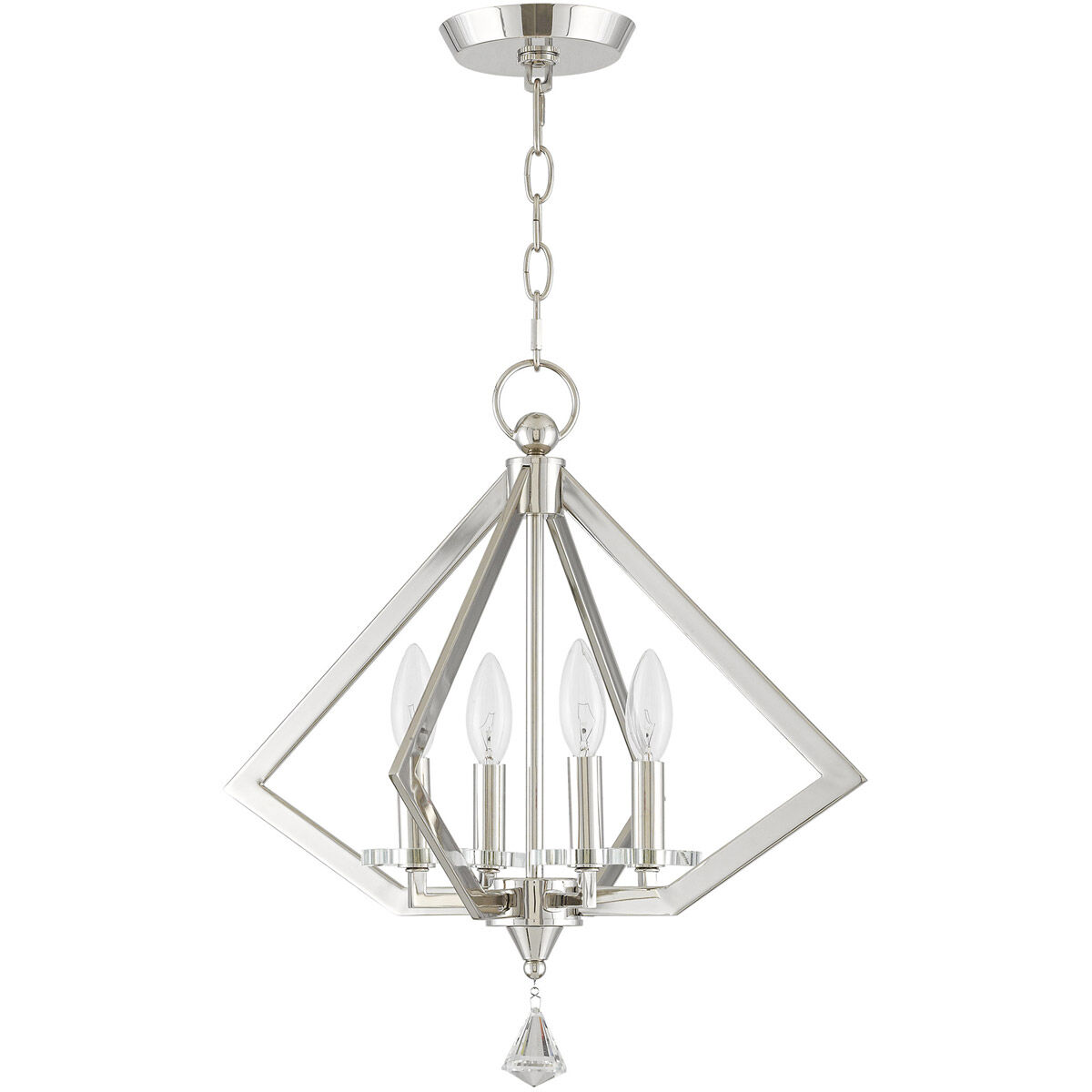 Diamond 4 Light 18 inch Polished Nickel Mini Chandelier Ceiling Light