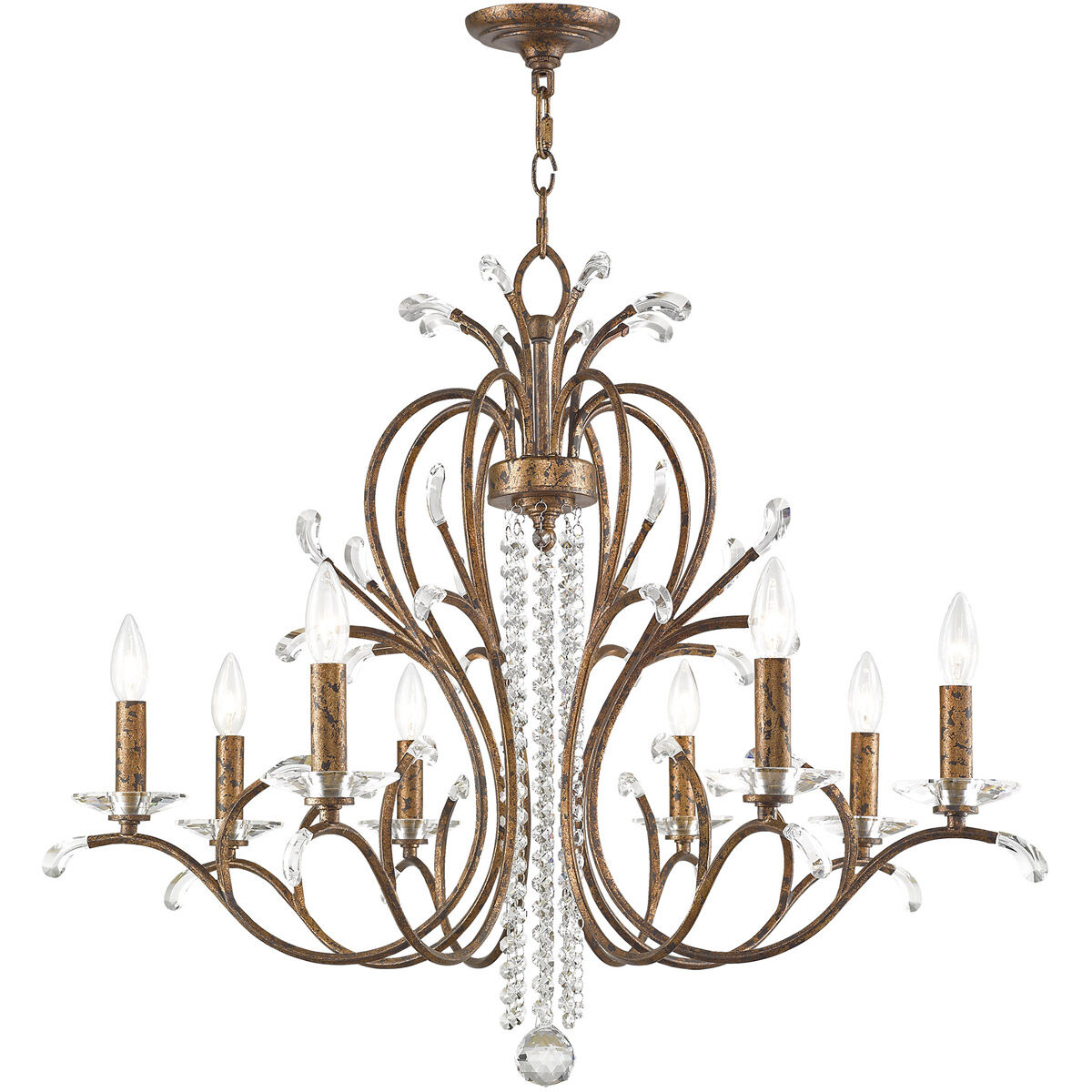 Serafina 8 Light 33 inch Hand Applied Venetian Golden Bronze Chandelier Ceiling Light