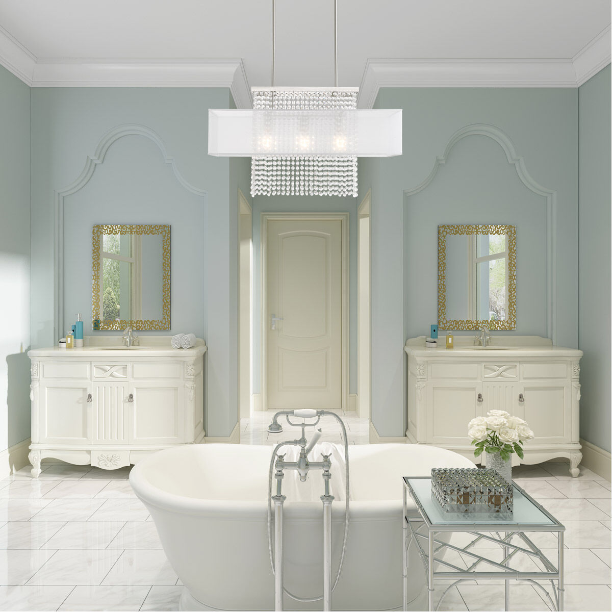 Bella Vista 3 Light 30 inch Brushed Nickel Linear Chandelier Ceiling Light