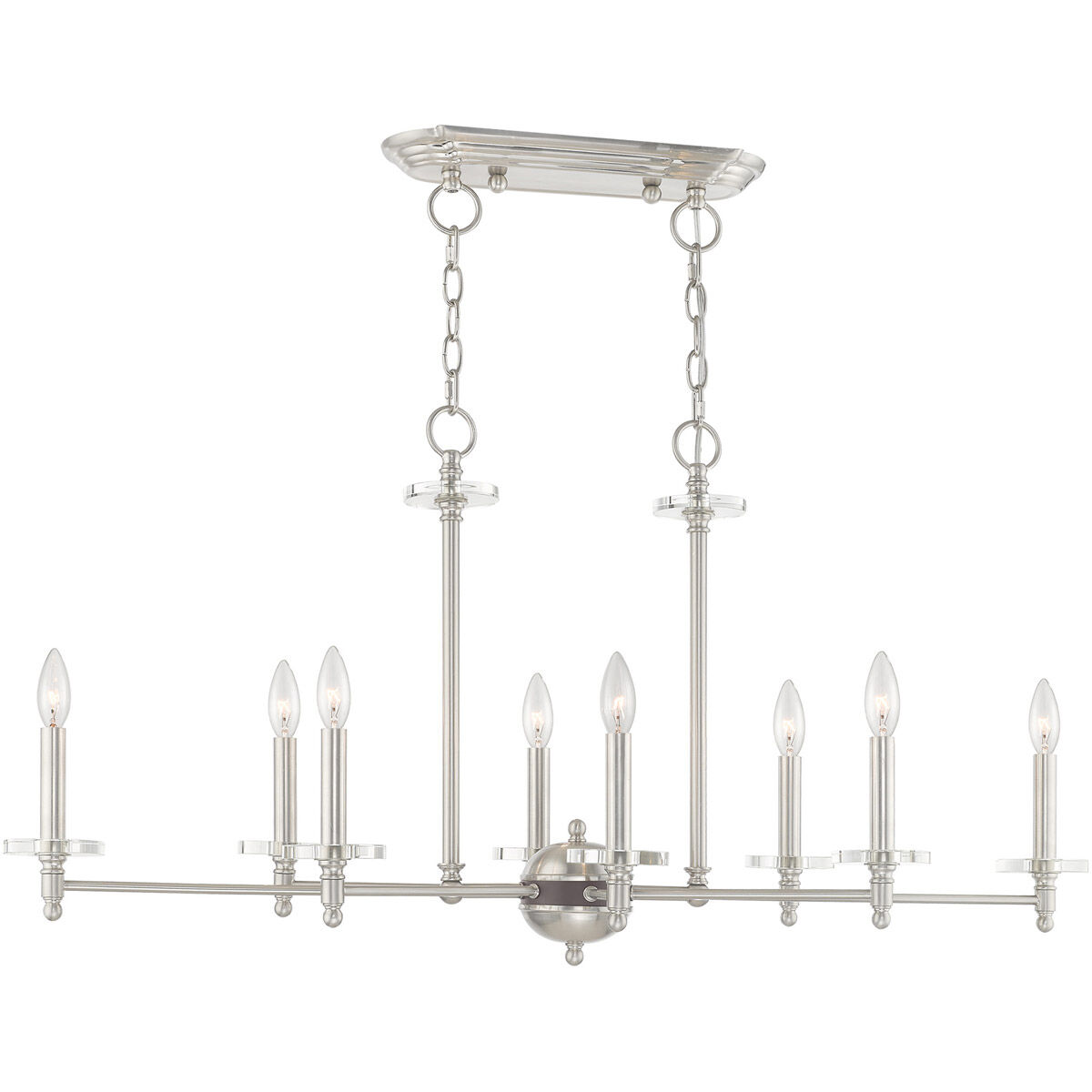 Bennington 8 Light 40 inch Brushed Nickel Linear Chandelier Ceiling Light