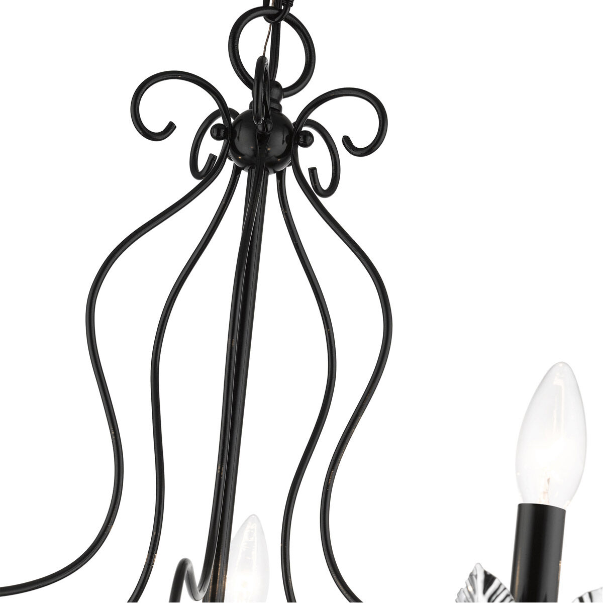 Katarina 5 Light 23 inch Shiny Black with Polished Chrome Accents Chandelier Ceiling Light
