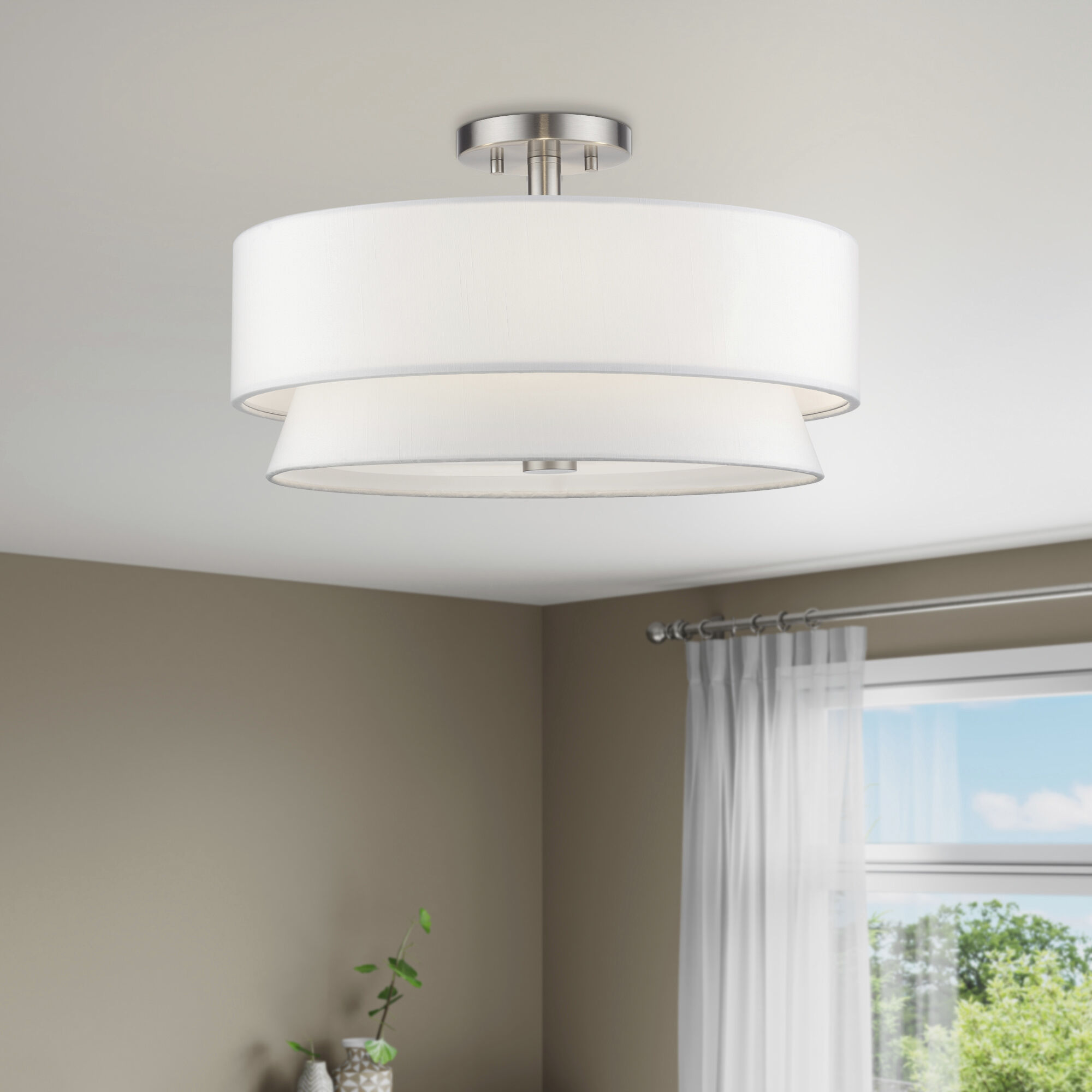 Fontana 4 Light 18 inch Brushed Nickel Semi-Flush Ceiling Light