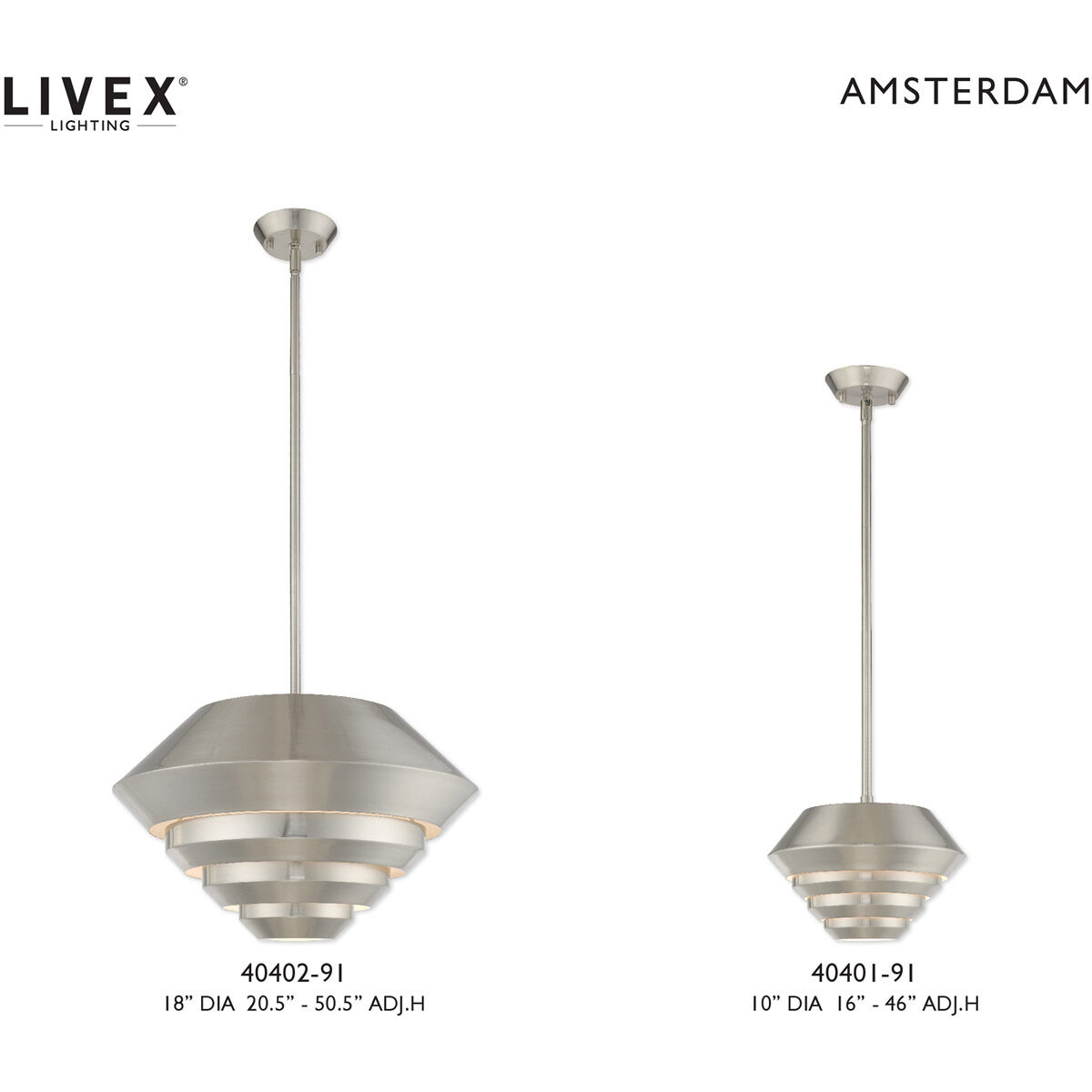 Amsterdam 1 Light 18 inch Brushed Nickel Mini Pendant Ceiling Light