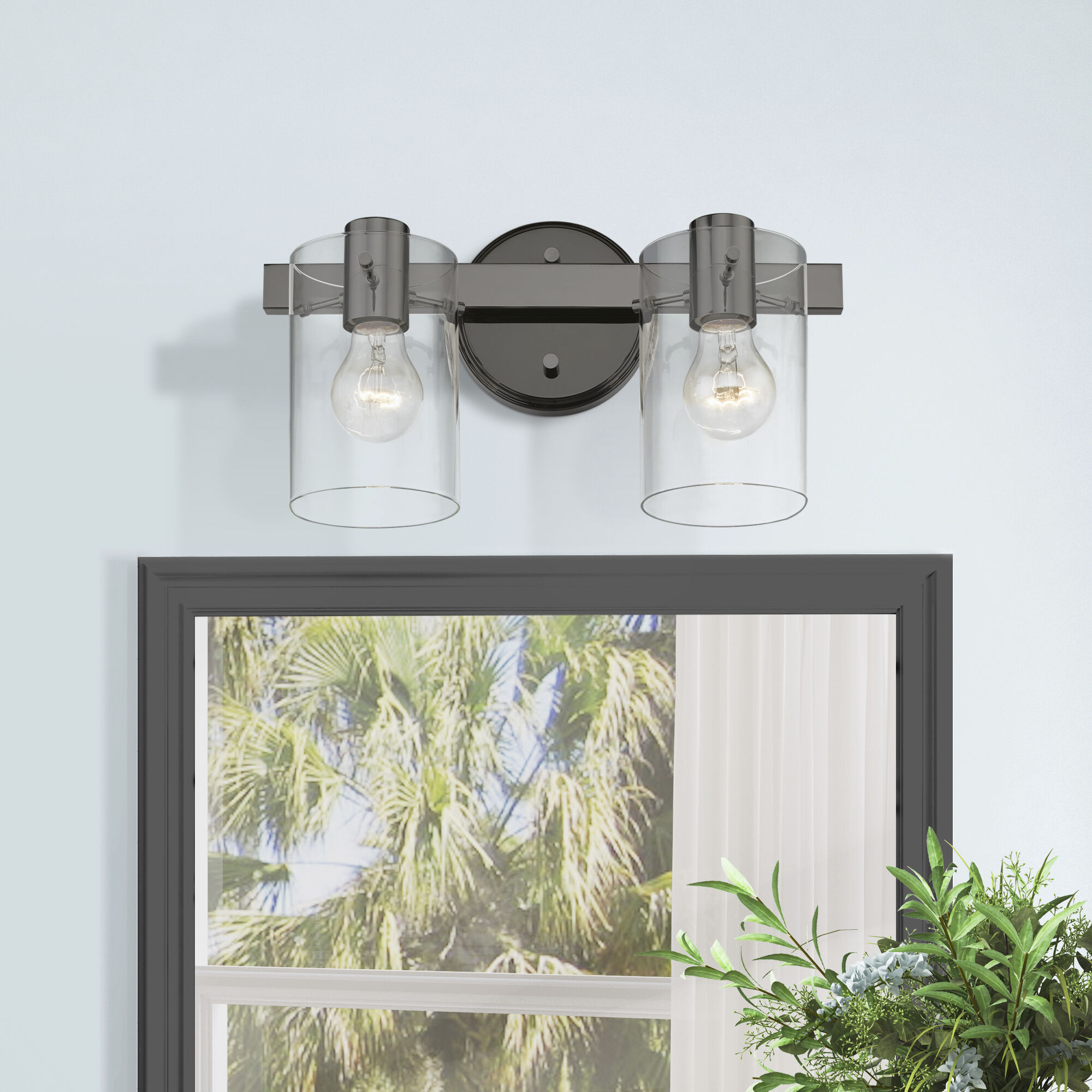 Munich 2 Light 15 inch Black Chrome Vanity Sconce Wall Light