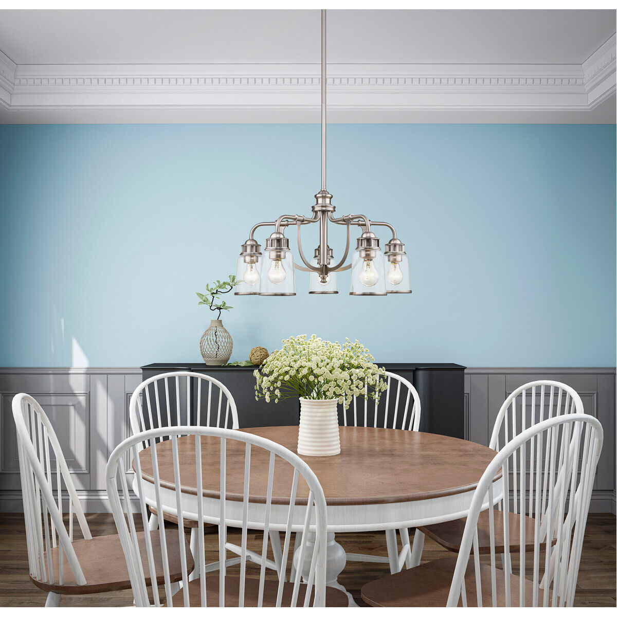 Lawrenceville 5 Light 24 inch Brushed Nickel Dinette Chandelier Ceiling Light