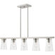Cityview 5 Light 40 inch Brushed Nickel Linear Chandelier Ceiling Light