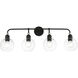 Downtown 4 Light 36 inch Black with Brushed Nickel Accents Vanity Sconce Wall Light, Large, Sphere