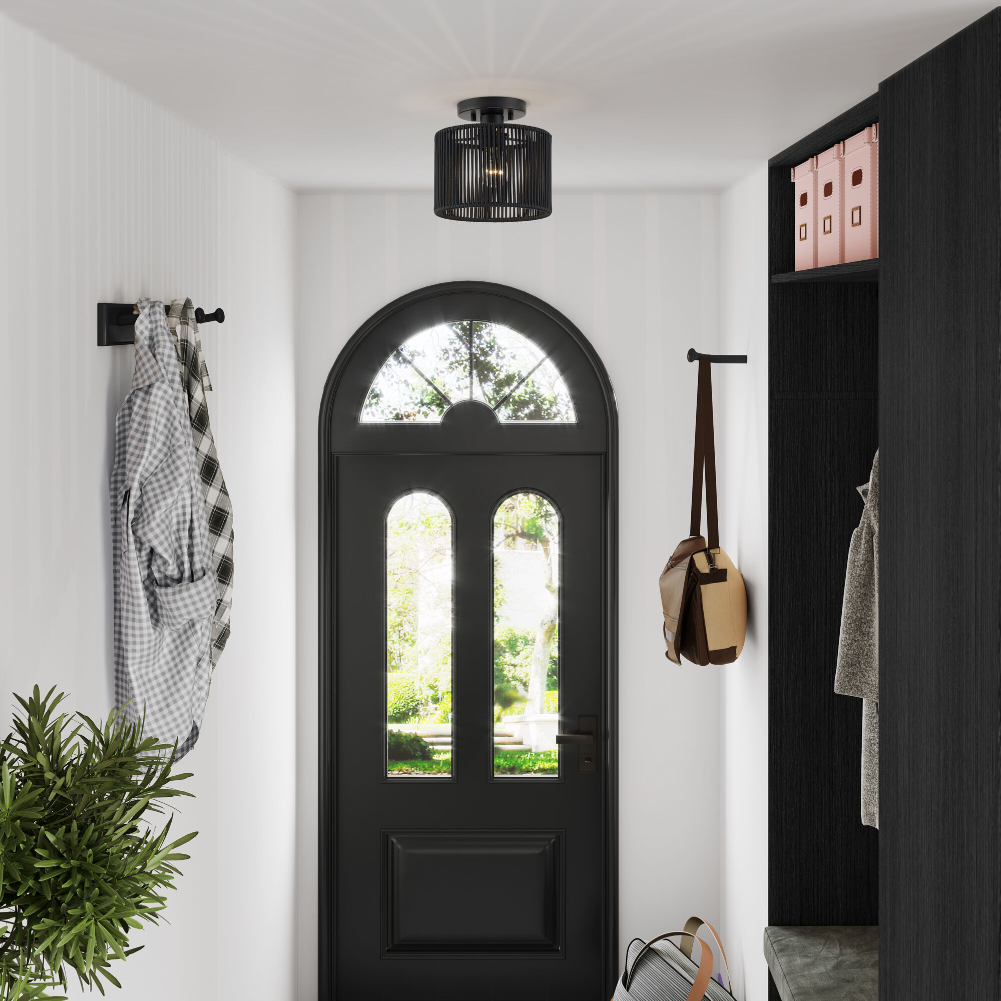 Acordia 1 Light 8.5 inch Black Semi Flush Mount Ceiling Light, Small