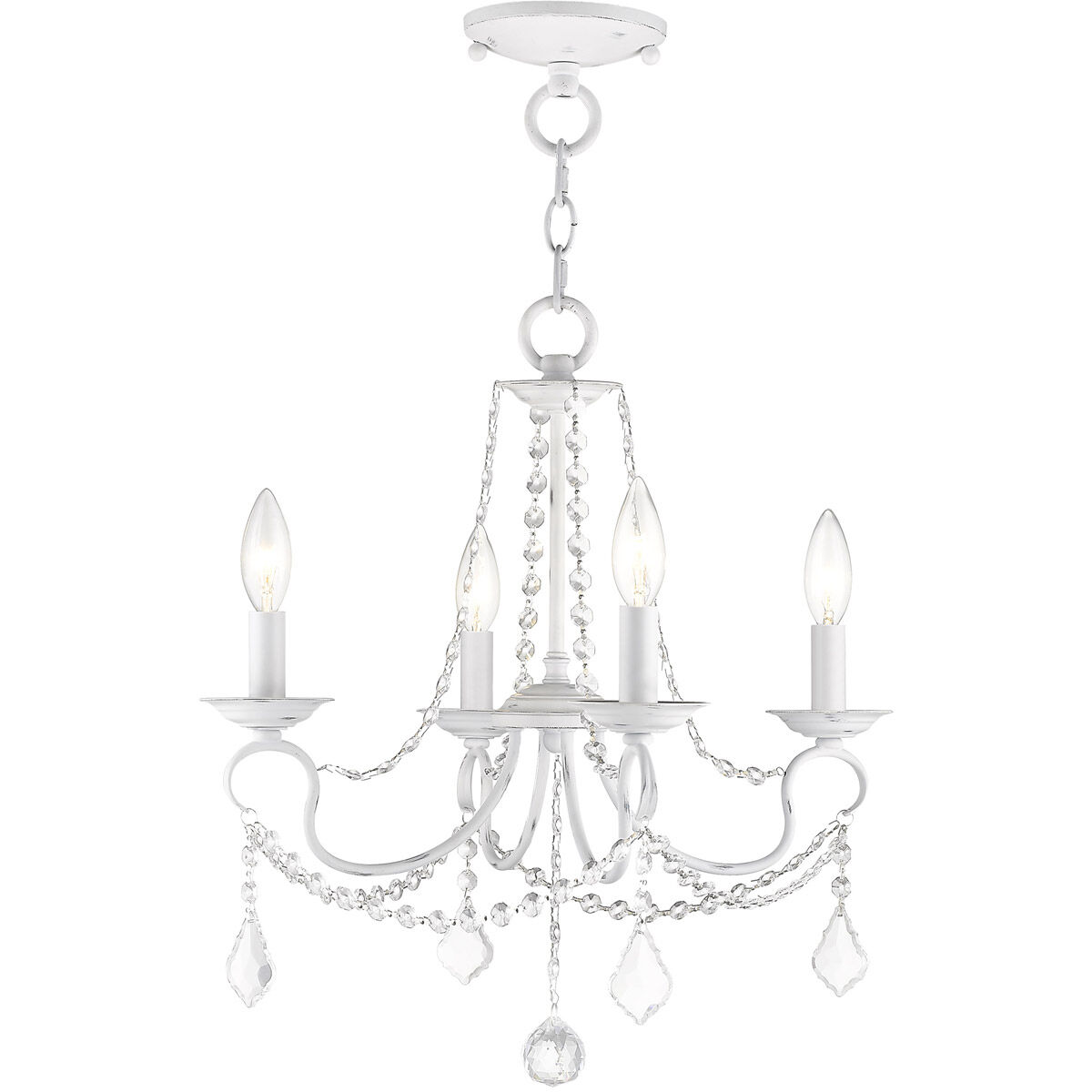 Pennington 4 Light 18 inch Antique White Convertible Mini Chandelier/Ceiling Mount Ceiling Light