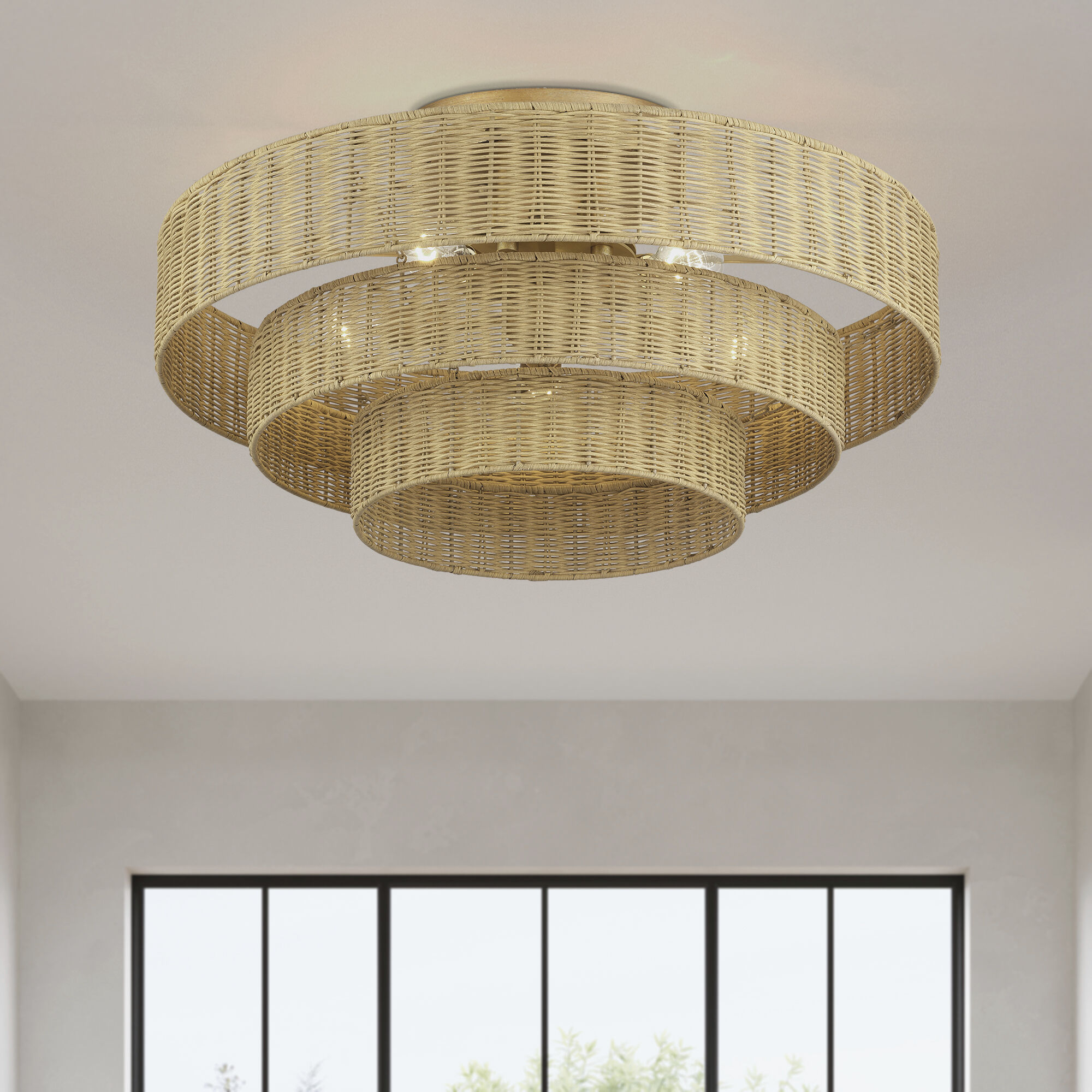 Weavington 5 Light 28 inch Antique Gold Leaf Semi Flush Mount Ceiling Light, Extra Large