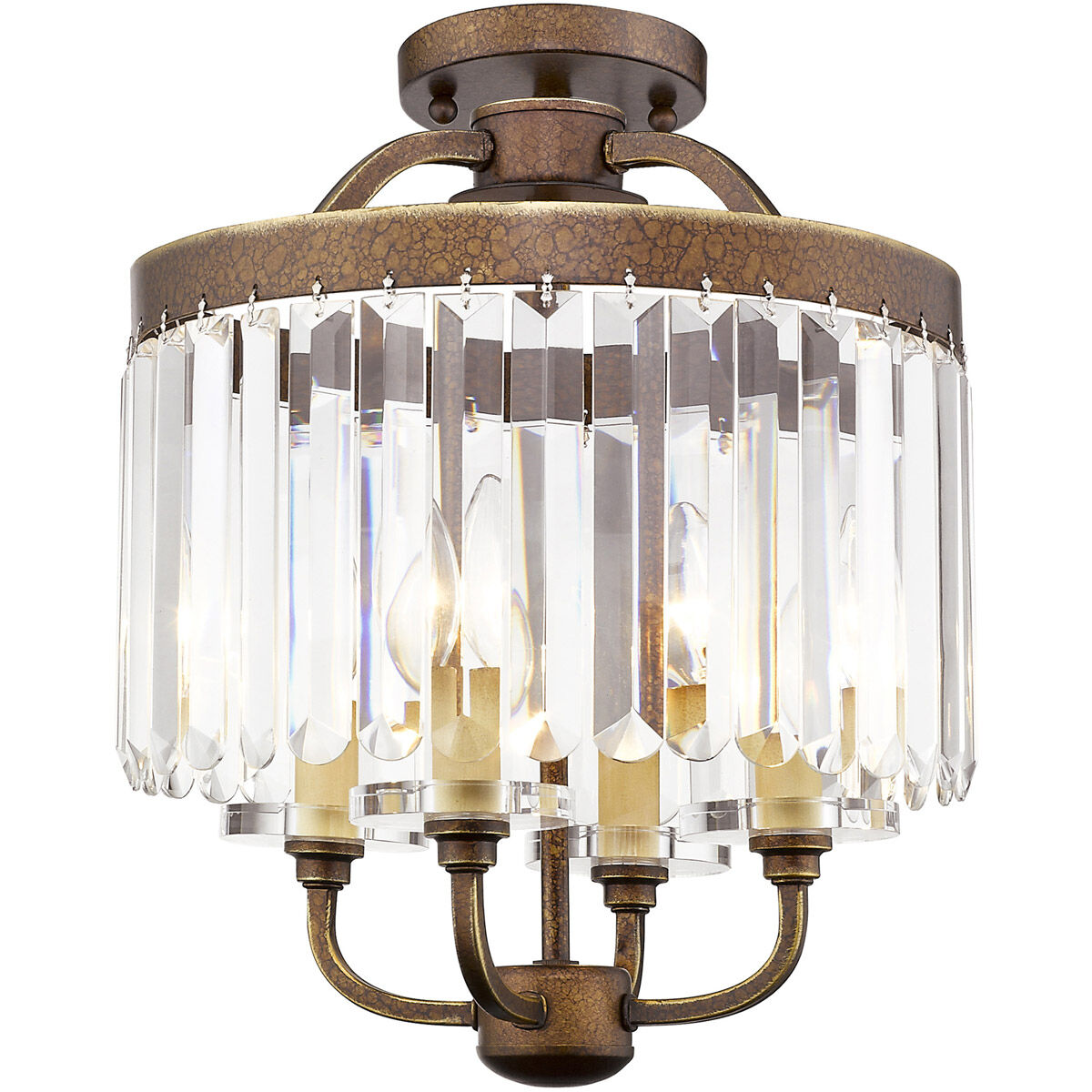 Ashton 4 Light 13 inch Hand Painted Palacial Bronze Convertible Mini Chandelier/Ceiling Mount Ceiling Light