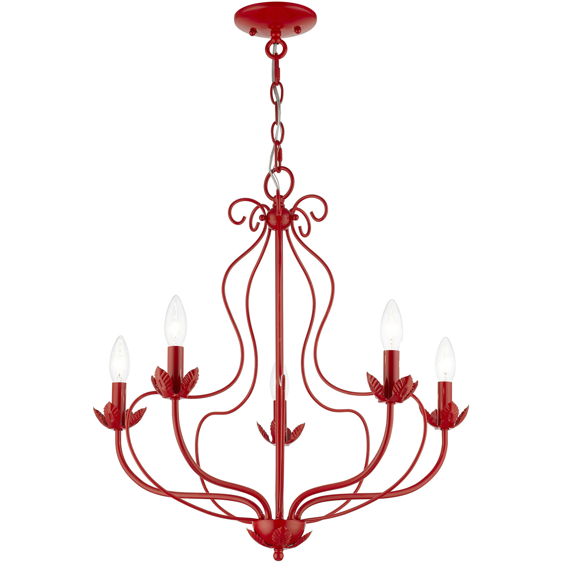Katarina 5 Light 23 inch Shiny Red Chandelier Ceiling Light