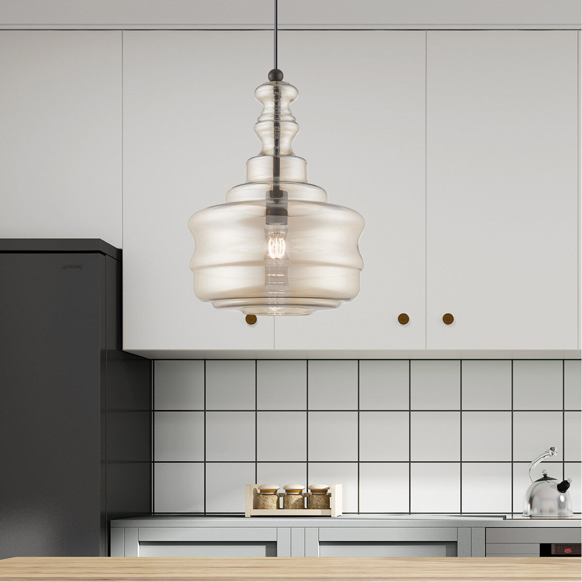 Art Glass 1 Light 12.63 inch English Bronze Mini Pendant Ceiling Light