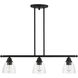 Montgomery 3 Light 30 inch Black Linear Chandelier Ceiling Light