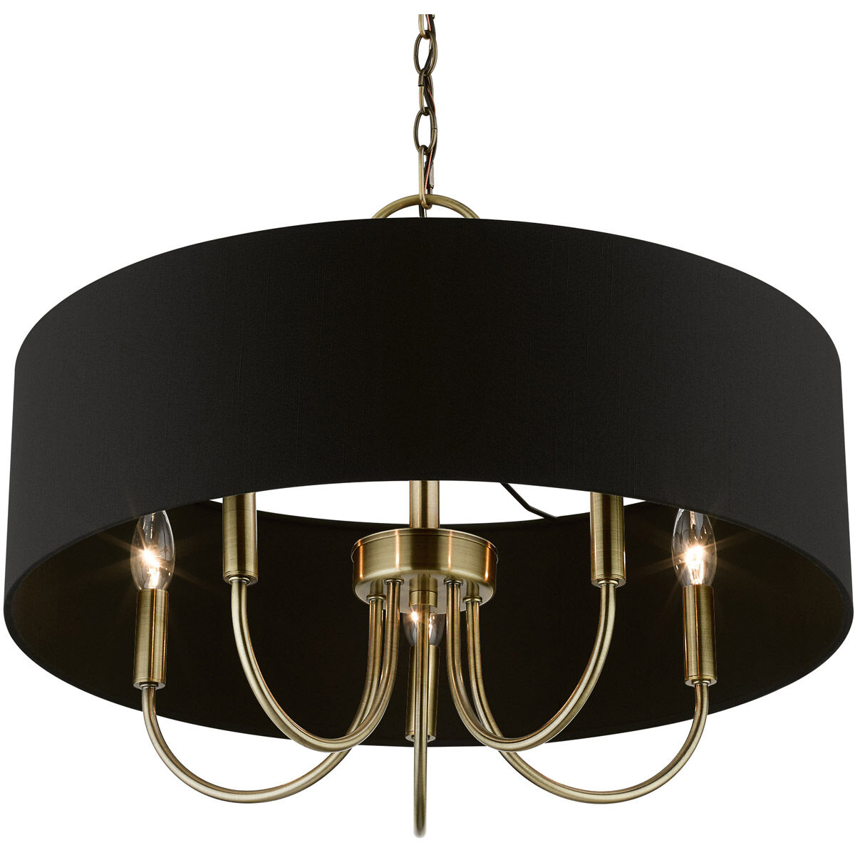 Huntington 5 Light 23 inch Antique Brass Pendant Chandelier Ceiling Light