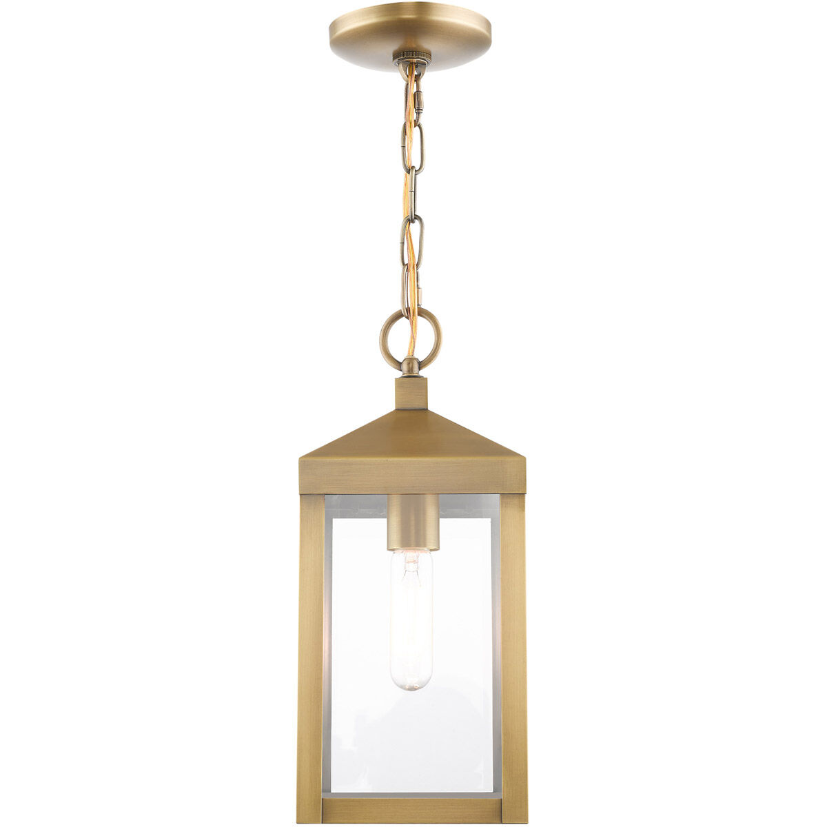 Nyack 1 Light 6 inch Antique Brass Outdoor Pendant Lantern