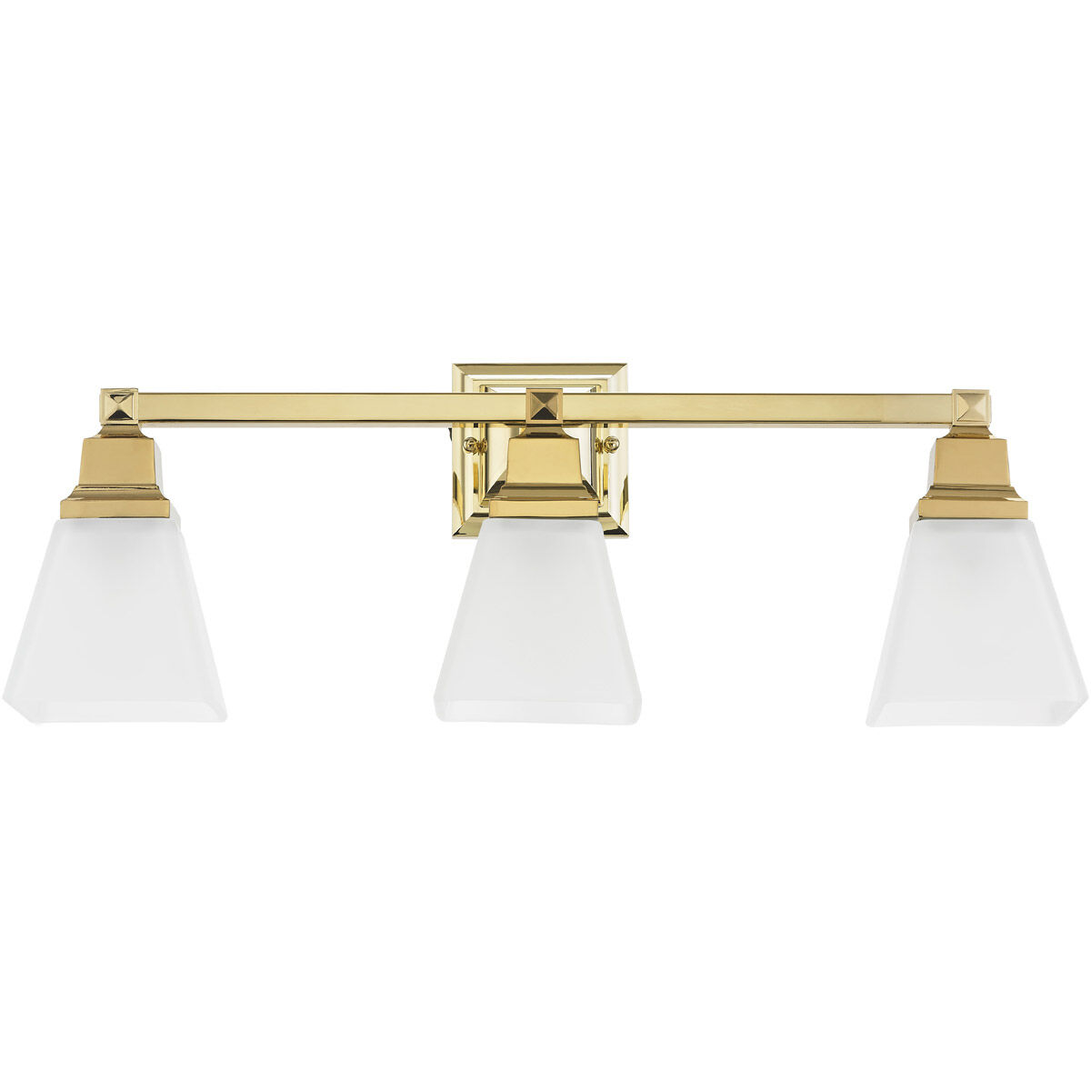 Mission 3 Light 25 inch Polished Brass Bath Vanity Wall Light