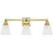Mission 3 Light 25 inch Polished Brass Bath Vanity Wall Light